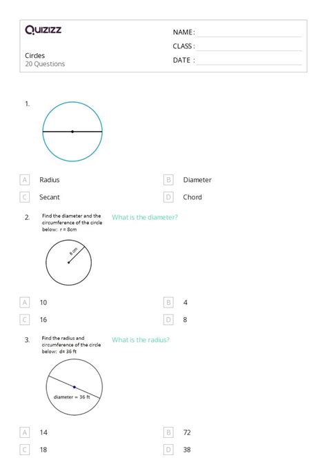 Circles Worksheets For Th Grade On Quizizz Free Printable