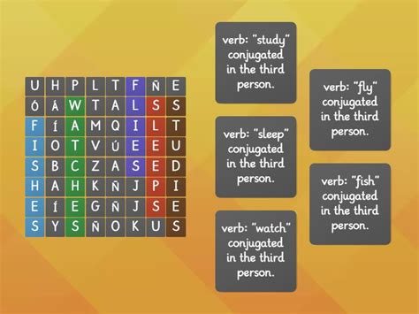 simple present verbs   person singular wordsearch