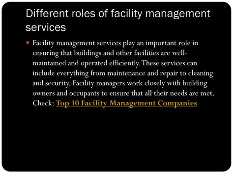 Ppt What Is The Role Of Facility Management Services Powerpoint