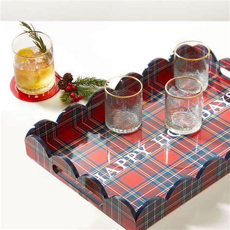 Plaid Scalloped Lacquer Tray Mark And Graham