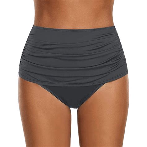 Dorinao Women S High Waisted Swim Bottom Ruched Bikini Tankini Swimsuit Briefs Gray Xl