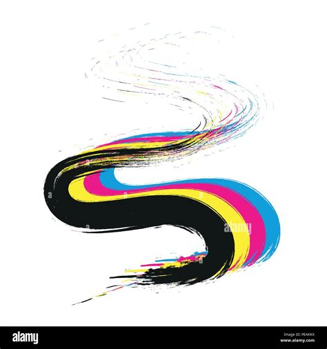 Cmyk Brushstroke Primary Colors Print Vector Illustration Eps10 Stock