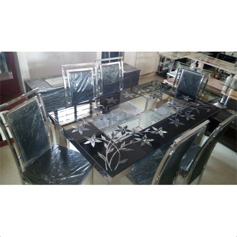 6 Seater Ss Glass Top Dining Table Set 6 Seater Ss Glass Top Dining