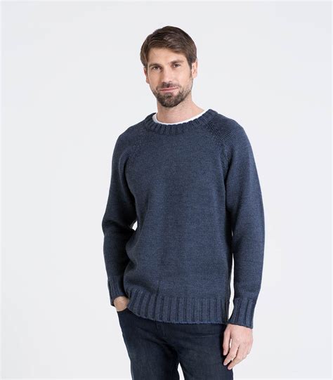 Woolovers Mens Pure Wool Fishermans Crew Neck Jumper Sweater Christmas