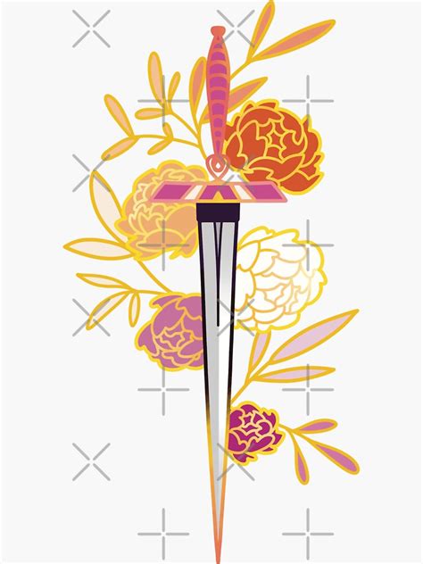 Gilded Floral Lesbian Sword Subtle Pride Flag Sticker For Sale By Sunfloras Redbubble