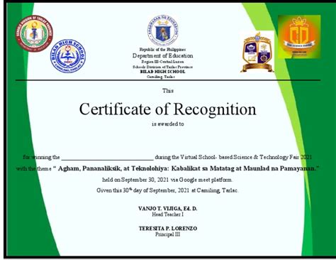 Certificate Of Recognition Winner Pdf