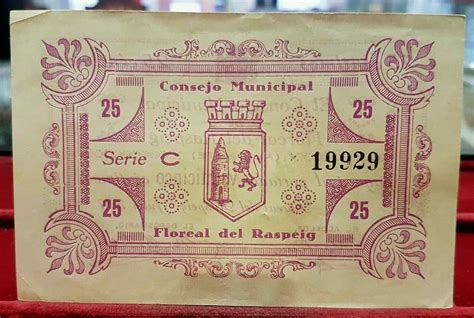 España Billete Local Guerra Civil Floreal del Raspeig Alicante 25