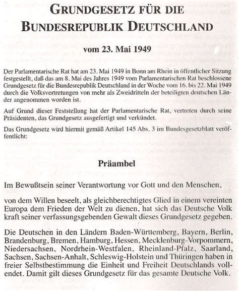 Unterschiede Der Weimarer Verfassung 1919 Und Des Grundgesetzes 1949