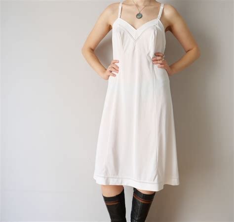 Vintage Rare Lingerie Dress Cottage Core White Lace T Gem