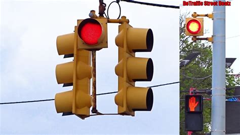 Traffic Lights Flashing Red Beacons At Crosswalk Michigan Trenton