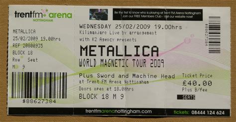 Metallica Tickets Collection: Death Magnetic UK 2009 Tour