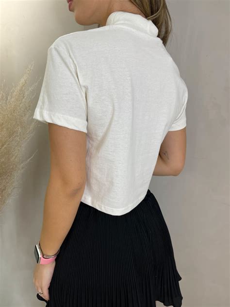 Cropped Gola Alta Manguinha Pedraria Off White Lavinny Store