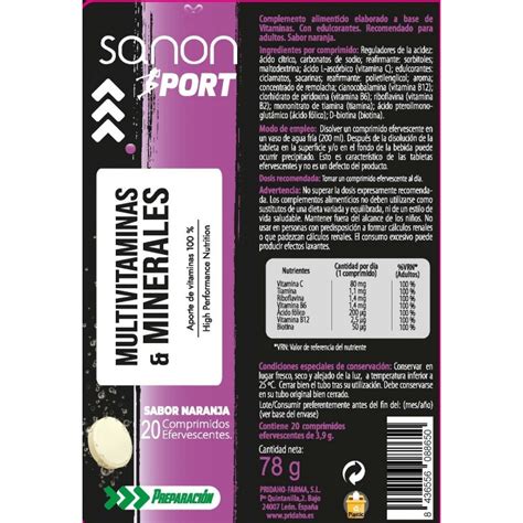 SANON SPORT Multivitamines et minéraux 20 comprimés effervescentsOFFRE