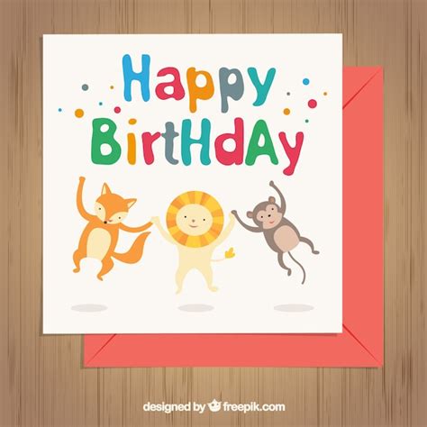 Free Vector | Animal birthday card