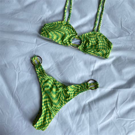 Green Yellow Checkered Bikini On Carousell