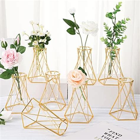 Amazon Roshtia Modern 8 Piece Gold Test Tube Vase Set Geometric