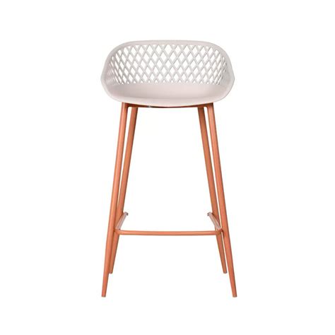 Banqueta Monaco Média Assento em Polipropileno e Base em Aço Fratini Nude