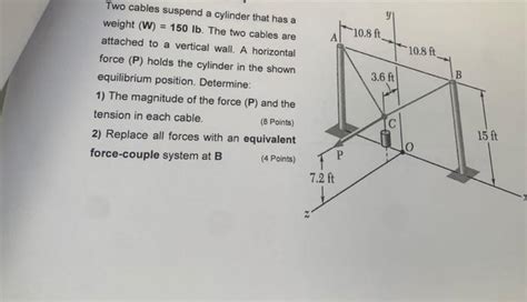 Solved Two Cables Suspend A Cylinder That Has A Weight Chegg