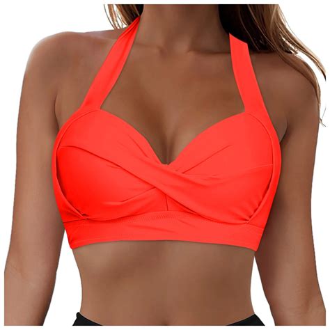 Wamacs Women Bikini Top Only Push Up Large Bust Sexy Swimsuit Top Twist Front Bathing In Bra