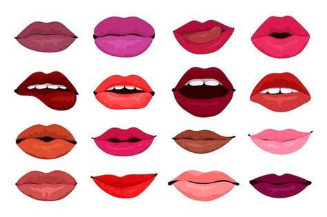 Premium Vector Collection Of Female Lips With Different Color Of Lipstick