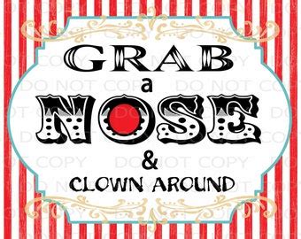 Printable Diy Vintage Circus Grab A Nose And Clown Around Tags Etsy