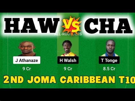 HAW Vs CHA Dream11 Prediction HAW Vs CHA Dream11 Team HAW Vs CHA