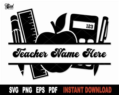 Teacher Svg Teacher Split Monogram Svg File For Cricut Silhouette Back To School Svg School