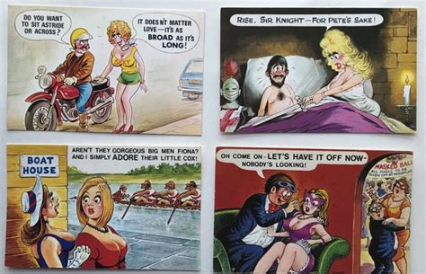 COMIC 4 POSTCARDS Seaside Saucy Bamforth Topless Nude 39 2 99 PicClick UK