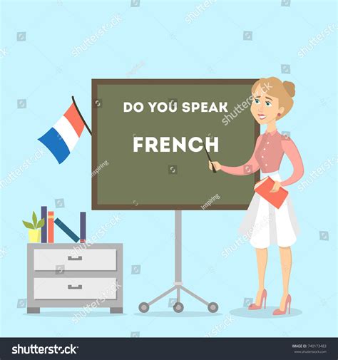 Female French Teacher Classroom Chalkboard Stock Vector (Royalty Free
