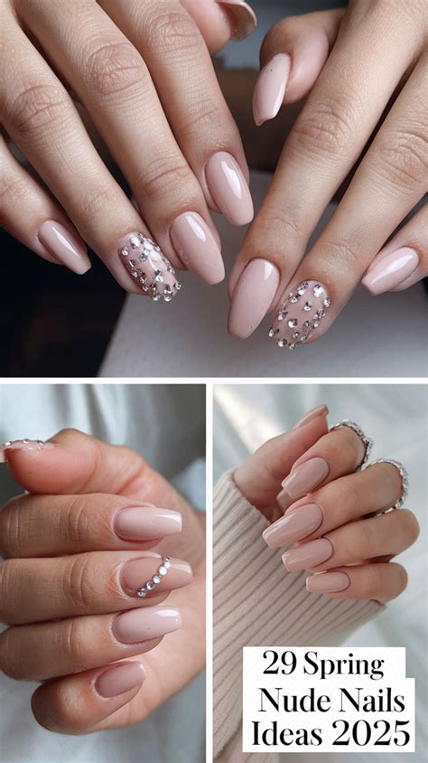 Spring Nude Nails Ideas 2025 Chic Polish Designs French Tips Rose Gold Glitter Stiletto