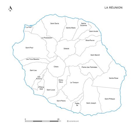 carte de la reunion avec villes voyage carte plan