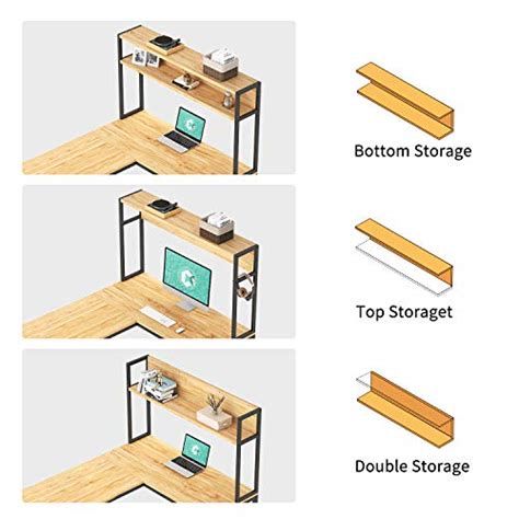 CubiCubi L Shaped Desk With Hutch 59 Corner Computer Desk Home Office