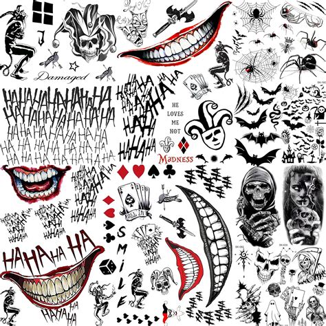 Amazon.com : Rejaski 12 Sheets The Joker Tattoos Suicide Squad, 4 ...