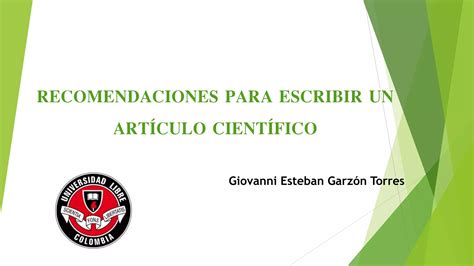 Recomendaciones Para Escribir Un Art Culo Cient Fico Ppt