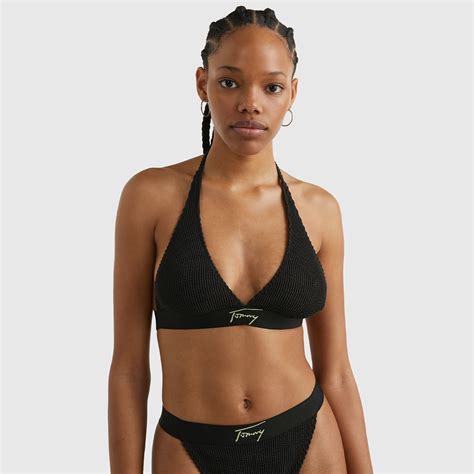 Tommy Hilfiger Halter Triangle Kad N Siyah Bikini St Bikini Mayo