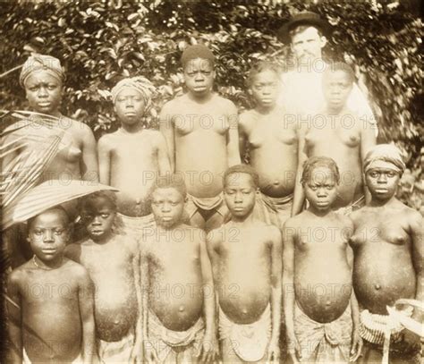 Girls From Bioko A Group Of Semi Naked Girls From Bioko Line Up For