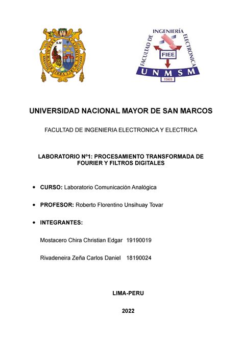 LABO1 LABORATORIO DE ANTENAS UNIVERSIDAD NACIONAL MAYOR DE SAN