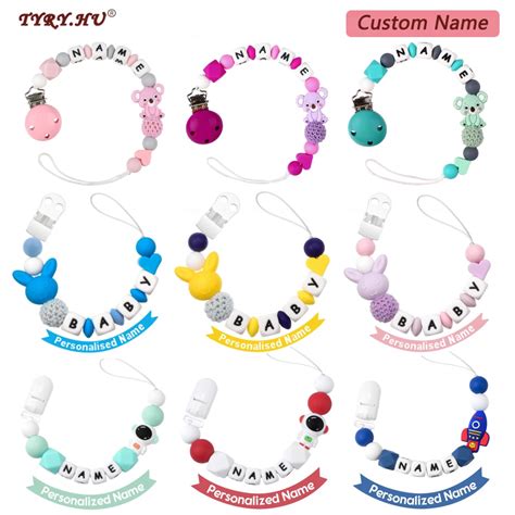 Personalized Baby Accessories Baby Soother Chain Name Pacifier