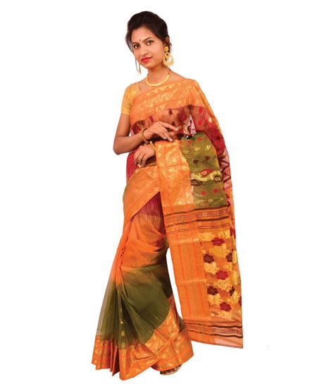 Tant Saree Multicoloured Bengal Handloom Saree Buy Tant Saree