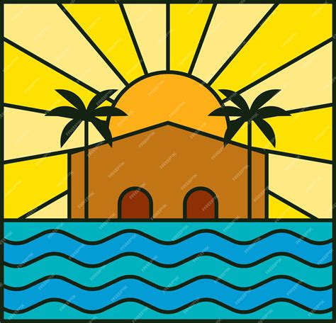 Ilustración De Casa Y Palmeras Gráfico Vectorial Que Representa Una