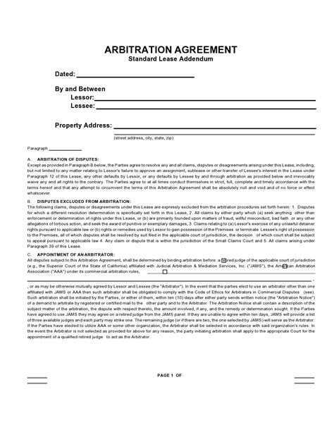 38 Best Arbitration Agreement Templates Examples Templatelab