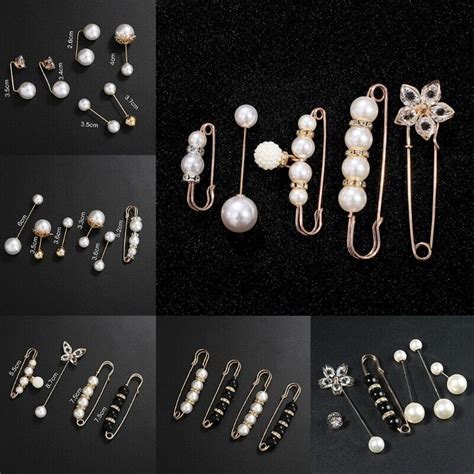 Faux Pearl Safety Pins For Jewelry Brooch Sweater Shawl Clips Decorat