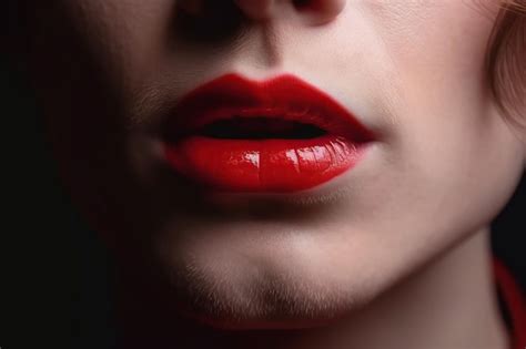 Premium AI Image Red Lipstick Lips Of Transgender Gay Man With Makeup On Face Closeup