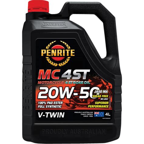 Penrite Mc 4st Pao And Ester V Twin Motorcycle Oil 20w 50 4 Litre