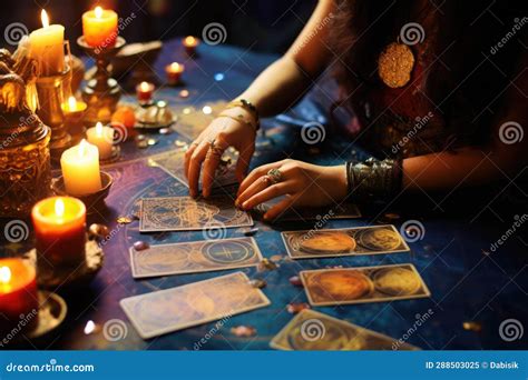 Fortune Teller Reads Tarot Cards. Generative AI Stock Illustration ...