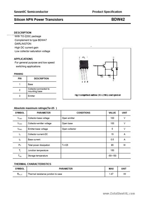 Bdw Savantic Transistor Hoja De Datos Ficha T Cnica Distribuidor