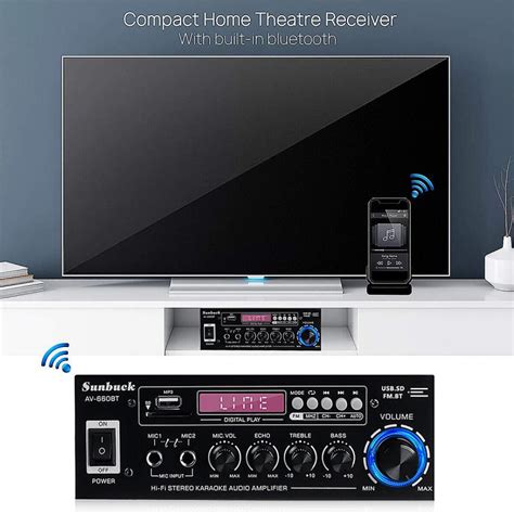 Купить SUNBUCK AV-660BT BT5.0 усилитель звука для домашнего кинотеатра ...