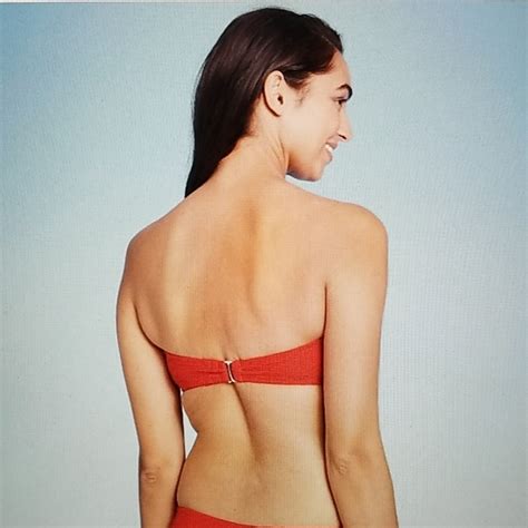 Kona Sol Swim Nwt Kona Sol Red Ribbed Bandeau Ruched Bikini Top Poshmark