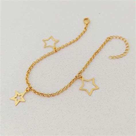 Pulseira Estrelas Dourada Donadiva Semijoias