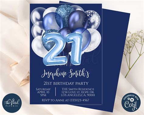 Free 21st Birthday Invitation Templates Prntbl